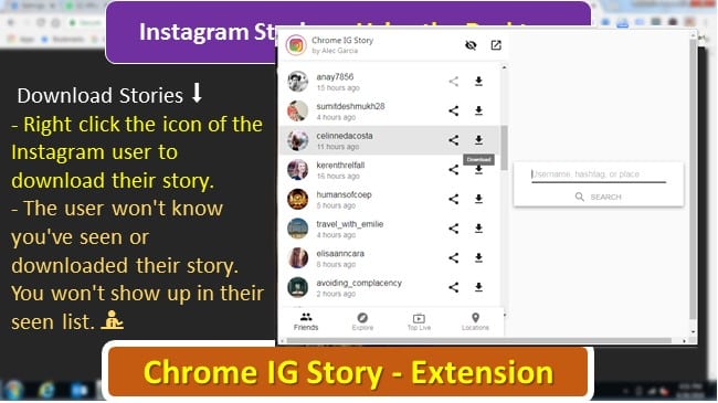 Instagram Stories download using Chrome IG Story Extension