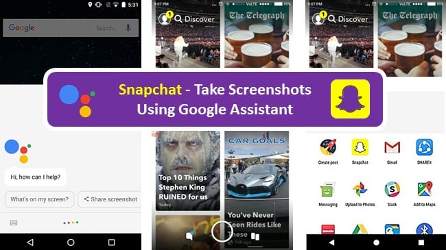 Snapchat how to take screenshot on android using google assistant