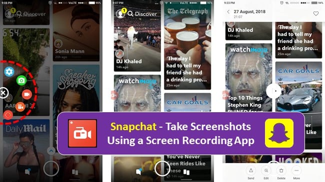 Snapchat how to take screenshot using screen recorder on Android