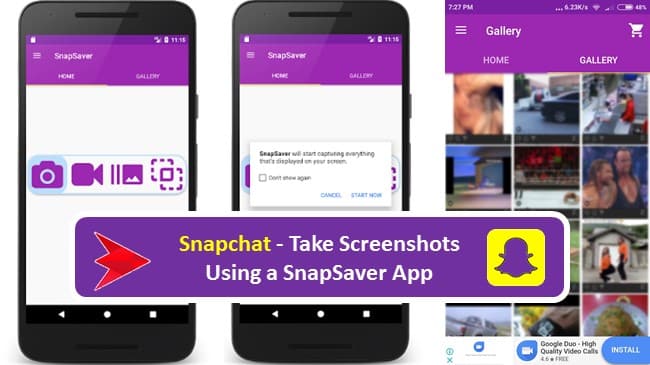Take secret Screenshots on snapchat with SnapSaver Android