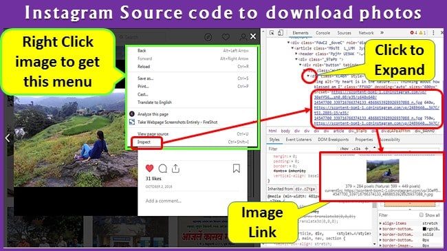 How to Use Instagram Source code to download photos?
