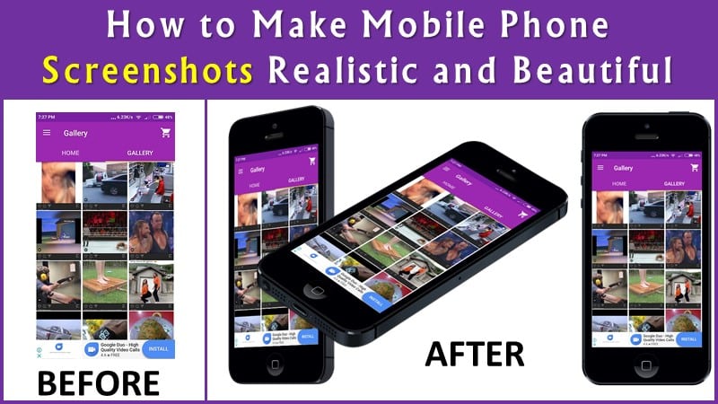 How to Make Mobile Phone Screenshots Realistic and Beautiful using device mockups