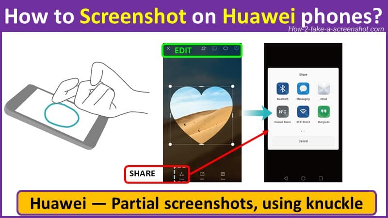 How to take Partial screenshots on Huawei using knuckle?