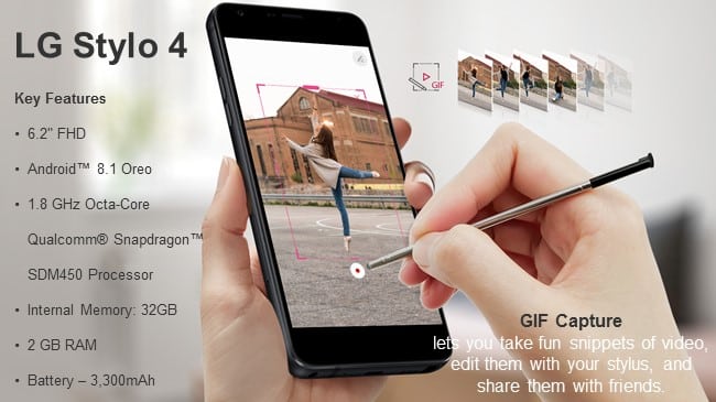 LG Stylo 4 specs and features - using GIF capture