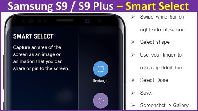 Samsung S9 Plus – Smart Select to take a screenshot
