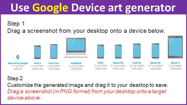 Use Google device app screenshot generator