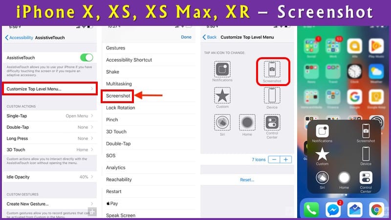 how to take a screenshot on iphone xs max, xr, xs?