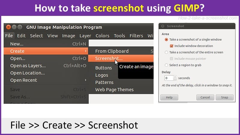How to take screenshot using GIMP?